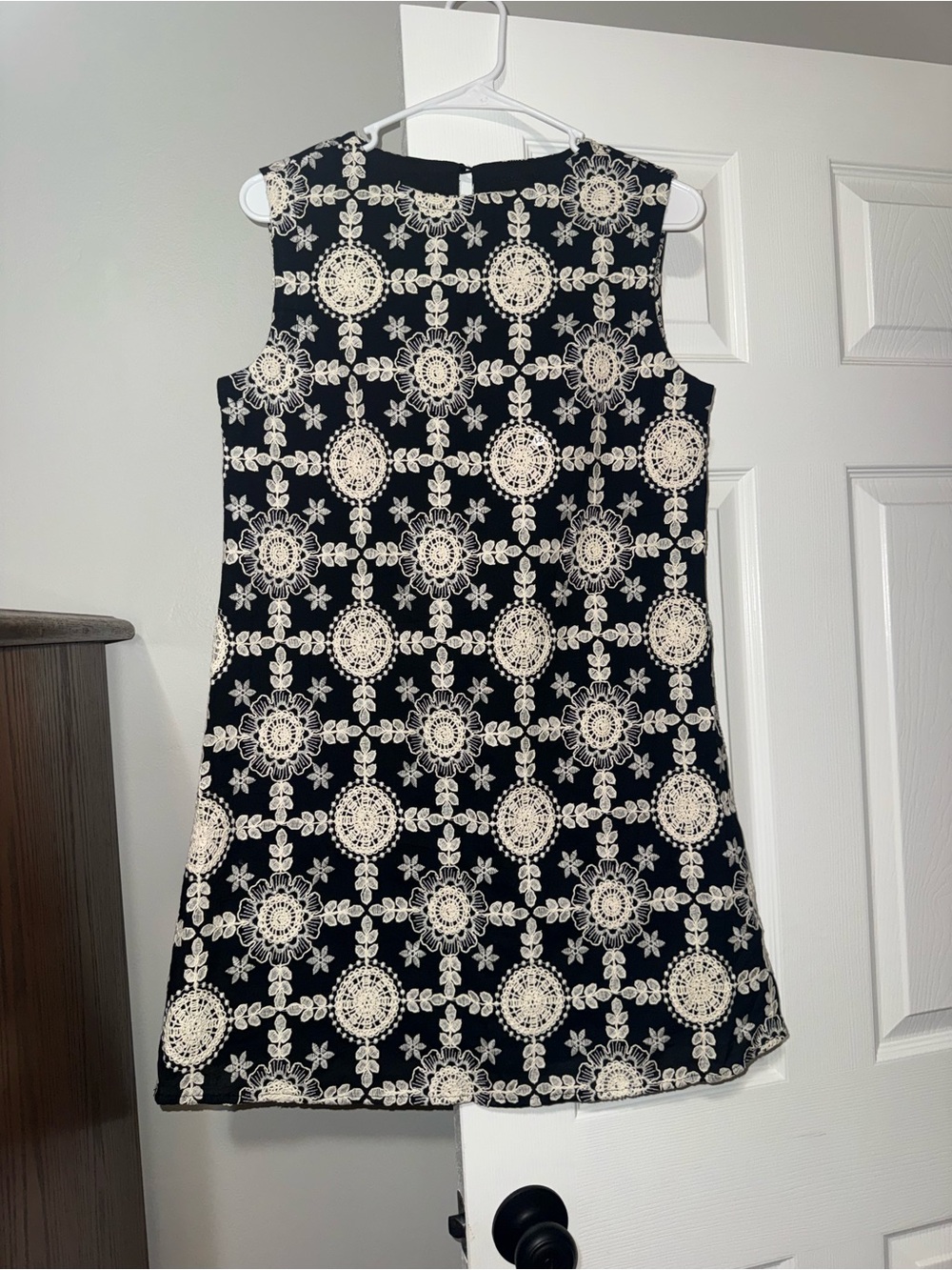 Commense Black Dress with Cream Crochet Motif